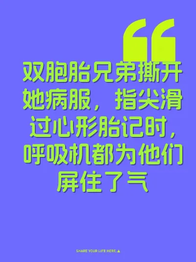 双胞胎兄弟撕开她病服，指尖滑过心形胎记时，呼吸机都为他们屏住了气