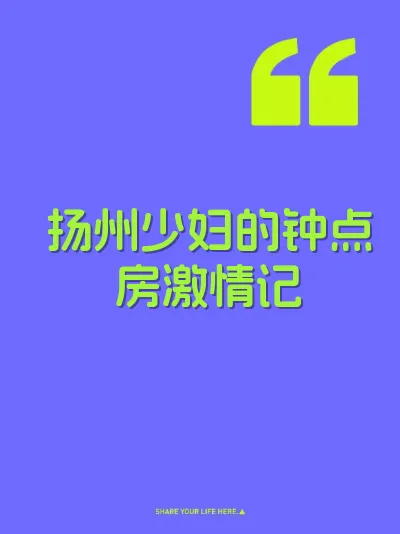 扬州少妇的钟点房激情记