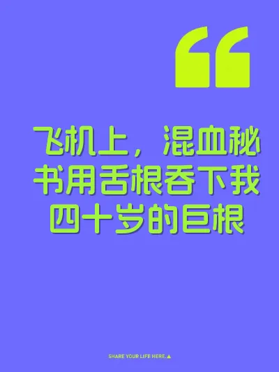 飞机上，混血秘书用舌根吞下我四十岁的巨根