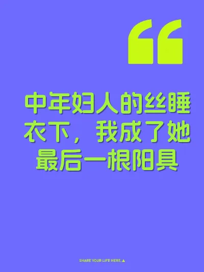 中年妇人的丝睡衣下，我成了她最后一根阳具