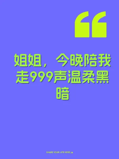 姐姐，今晚陪我走999声温柔黑暗