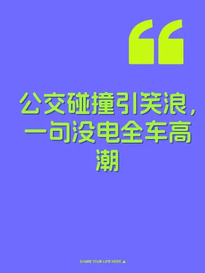 公交碰撞引笑浪，一句没电全车高潮