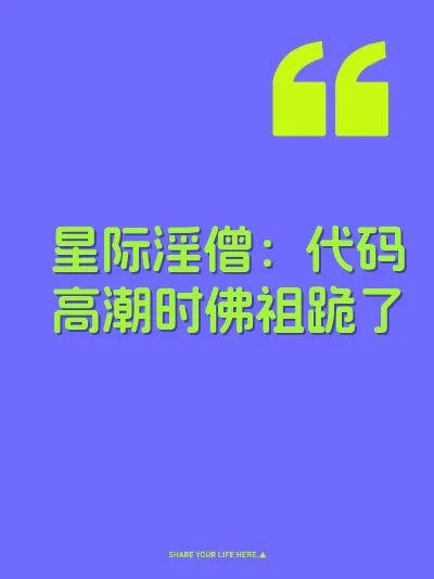 星际淫僧:代码高潮时佛祖跪了