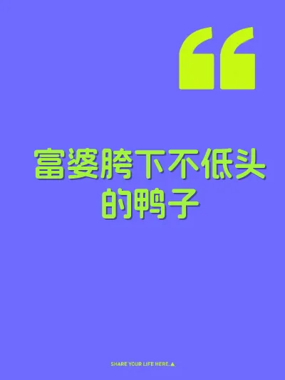 富婆胯下不低头的鸭子