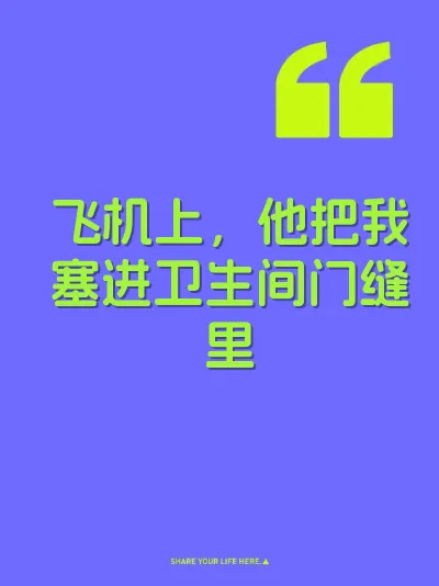 飞机上，他把我塞进卫生间门缝里